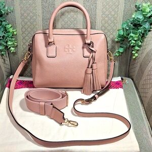 Tory Burch Dusty Rose Leather Satchel with Tassel